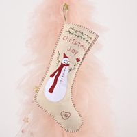 Linen Embroidered Christmas Socks Pendant Gift Bag sku image 1