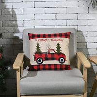Christmas Red And Black Car Square Pillowcase sku image 1