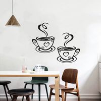 A Pair Of Coffee Cup Printing Wall Stickers sku image 1