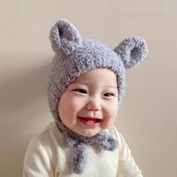 Korean  Warm Hood Cute Bear Baby Plush Hat main image 1