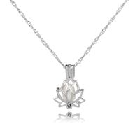 Einfache Perlen Lotus Käfig Anhänger Halskette main image 3
