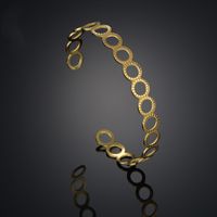 Fashion Stainless Steel Open  Gold Hollow Ring Bracelet main image 1