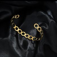 Fashion Stainless Steel Open  Gold Hollow Ring Bracelet main image 3