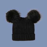 Black Hat Two Wool Ball Knitted Hat sku image 2