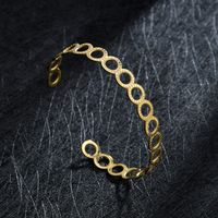 Fashion Stainless Steel Open  Gold Hollow Ring Bracelet sku image 1