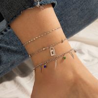 Retro Simple Lock Pendant Anklet main image 1