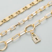 Hip-hop Heart Lock Multi-layer Necklace main image 4