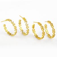 Simple C-shaped Diamond Earrings main image 1