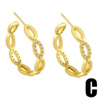 Simple C-shaped Diamond Earrings main image 5
