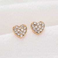 Alloy Diamond Heart Stud Earrings main image 4