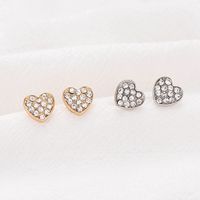Alloy Diamond Heart Stud Earrings main image 5