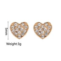 Alloy Diamond Heart Stud Earrings main image 6
