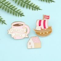 New Juice Cup Pirate Ship Cat Letter Brooch main image 1