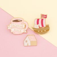 New Juice Cup Pirate Ship Cat Letter Brooch main image 3