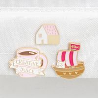 New Juice Cup Pirate Ship Cat Letter Brooch main image 4