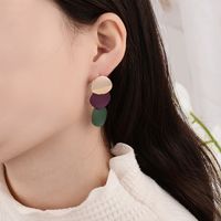 Retro Fashion Metal Disc Frosted Earrings main image 3