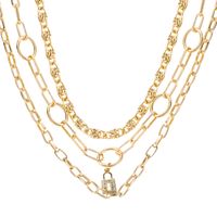 Hip-hop Heart Lock Multi-layer Necklace sku image 1