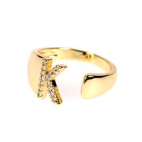 Nuevo Anillo Ajustable De Diamantes De Oro Abierto De 26 Letras sku image 2