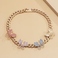 Micro-inlaid Fashion Retro Full Diamond Butterfly Necklace sku image 1