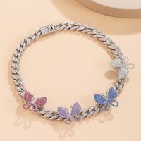 Micro-inlaid Fashion Retro Full Diamond Butterfly Necklace sku image 4