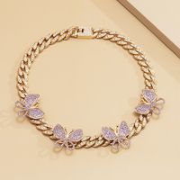 Micro-inlaid Fashion Retro Full Diamond Butterfly Necklace sku image 5