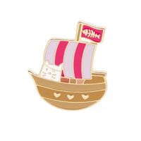 New Juice Cup Pirate Ship Cat Letter Brooch sku image 2