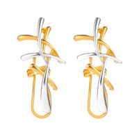 Gold And Silver Branch Cross Earrings sku image 1