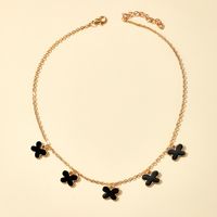 Korean  Exaggerated Oil Drop Flower Four-leaf Clover Pendant  Necklace main image 3