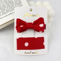 Red Wave Dot Fabric Bow Hairpin Set main image 5