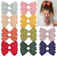 New Bow Pure Color Cotton  Knotted Side Clip main image 2