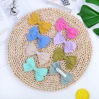 New Bow Pure Color Cotton  Knotted Side Clip main image 4