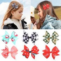 New Children's Plaid Hairpin Cute Baby Bow Hairpin main image 1