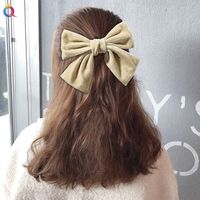 Candy Color Velvet Big Bow Hair Clip main image 1