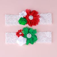 Bandeau De Noël Élastique Rose Fleur En Dentelle Pour Enfants main image 3