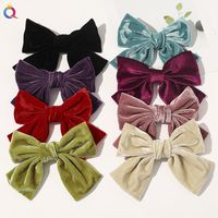 Candy Color Velvet Big Bow Hair Clip sku image 1