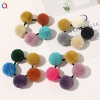 Cute Mixed Color Hair Ball Hair Ring sku image 1