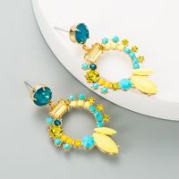 Full Diamond Alloy Flower Earrings sku image 1