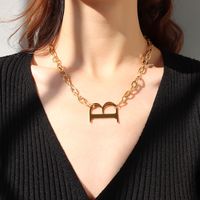 Stainless Steel  Geometric English Letter B Necklace sku image 3