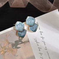 Simple Geometric Square Stitching Earrings sku image 1