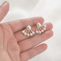 Korea Pearl Fan-shaped Earrings main image 5