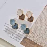 Simple Geometric Square Stitching Earrings main image 1