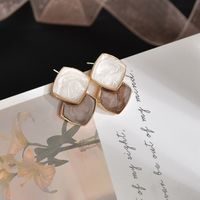 Simple Geometric Square Stitching Earrings main image 4