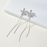 S925 Boucles D&#39;oreilles À Pompons Longs Diamants Aiguilles Argent main image 4