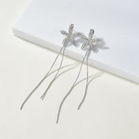S925 Silver Needle Diamonds  Long Tassels Earrings main image 4