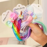 Children's Hair Accessories Color Gradient Wig Hair Piece Bow Tie Headdress main image 5