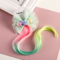 Children's Hair Accessories Color Gradient Wig Hair Piece Bow Tie Headdress main image 4