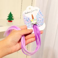 Children's Hair Accessories Color Gradient Wig Hair Piece Bow Tie Headdress sku image 8