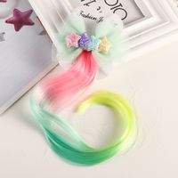 Children's Hair Accessories Color Gradient Wig Hair Piece Bow Tie Headdress sku image 11