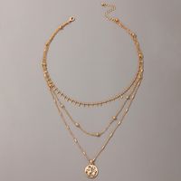 Disc Hollow Clavicle Chain Multi-layer Tassel Necklace main image 3