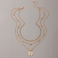 Disc Hollow Clavicle Chain Multi-layer Tassel Necklace main image 5